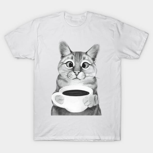 Coffee Cat T-Shirt by LauraGraves